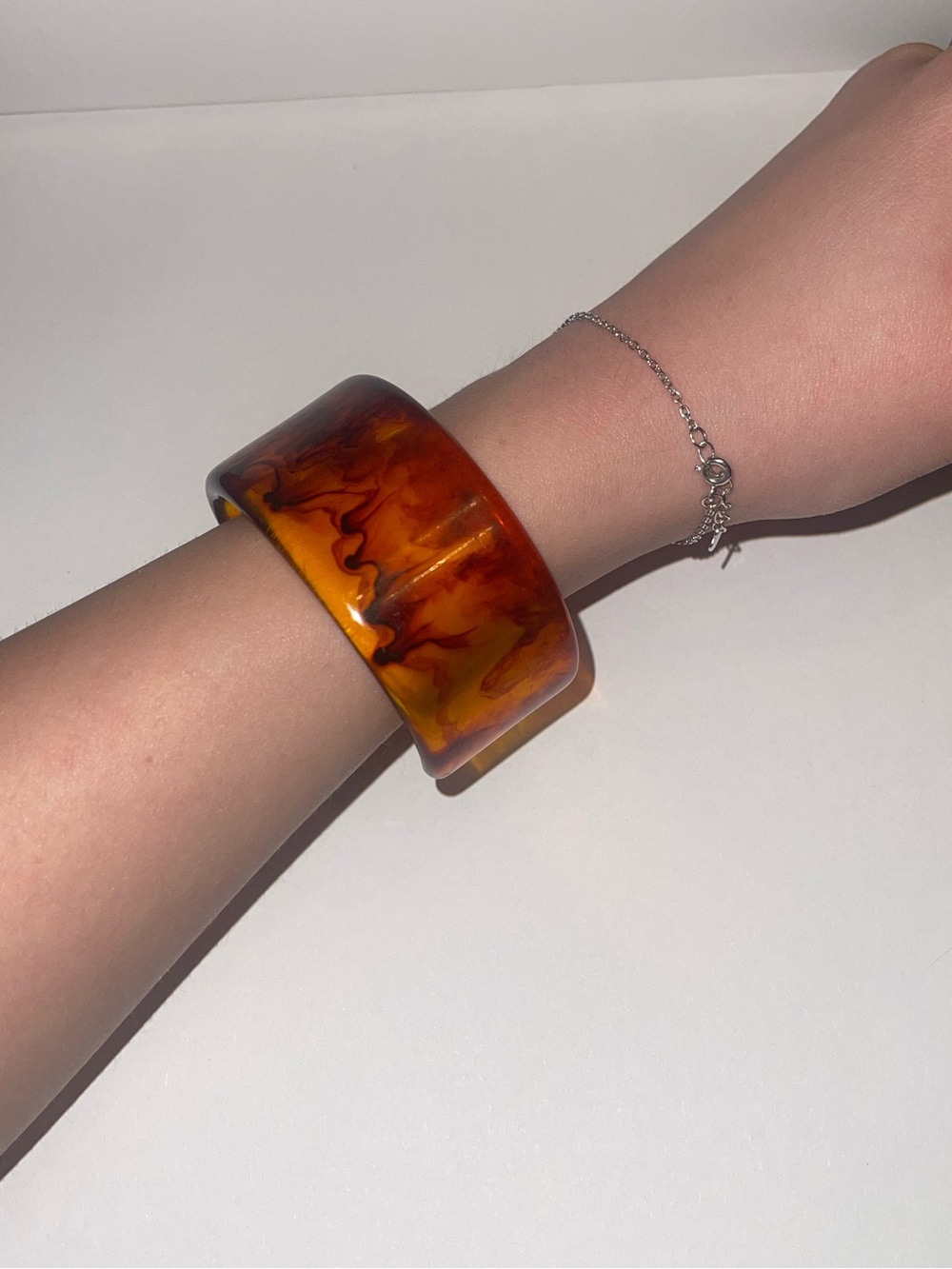 Tortoiseshell Resin Cuff Bracelet - Amber Brown